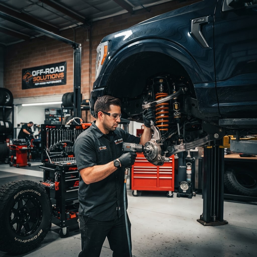 Lift kit installation in progress