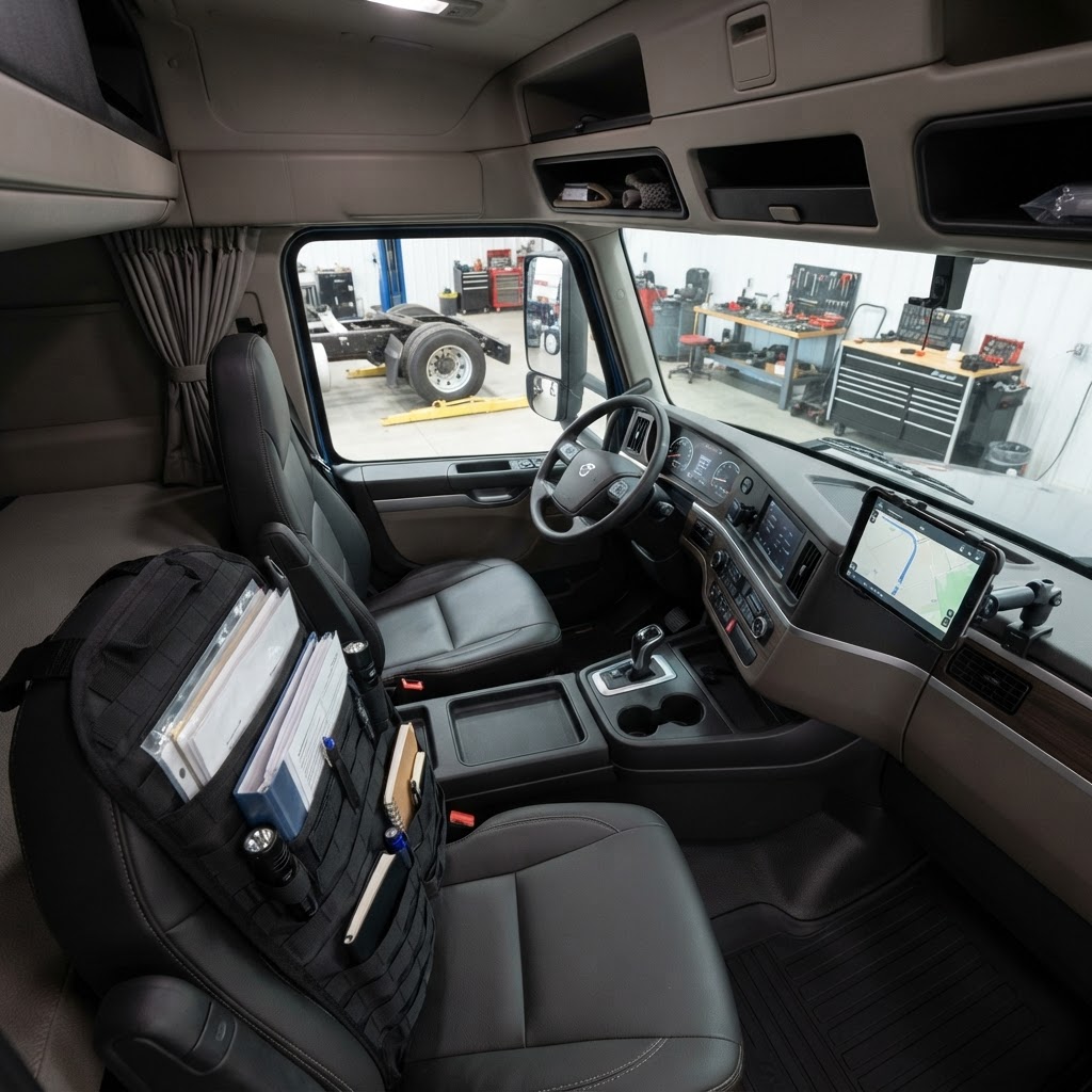 A clean, organized truck interior