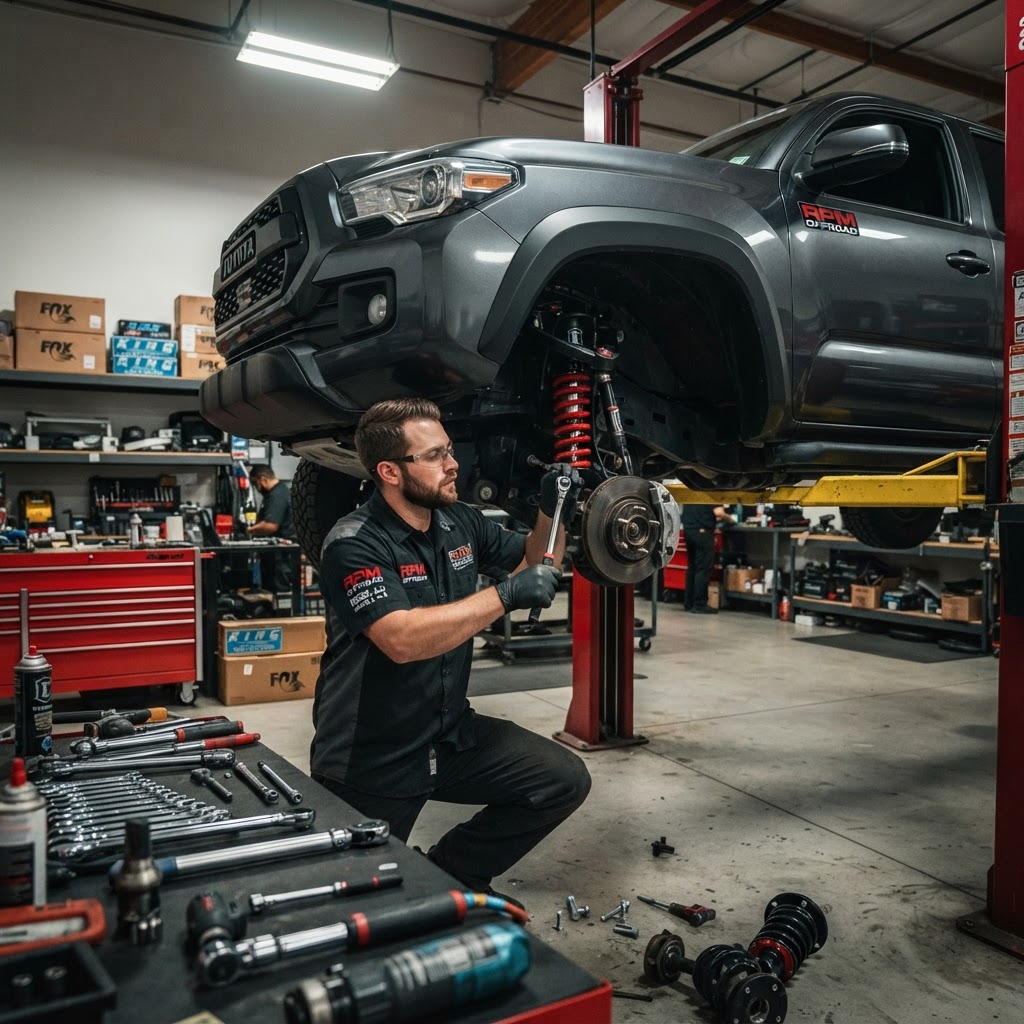 Lift kit installation in progress