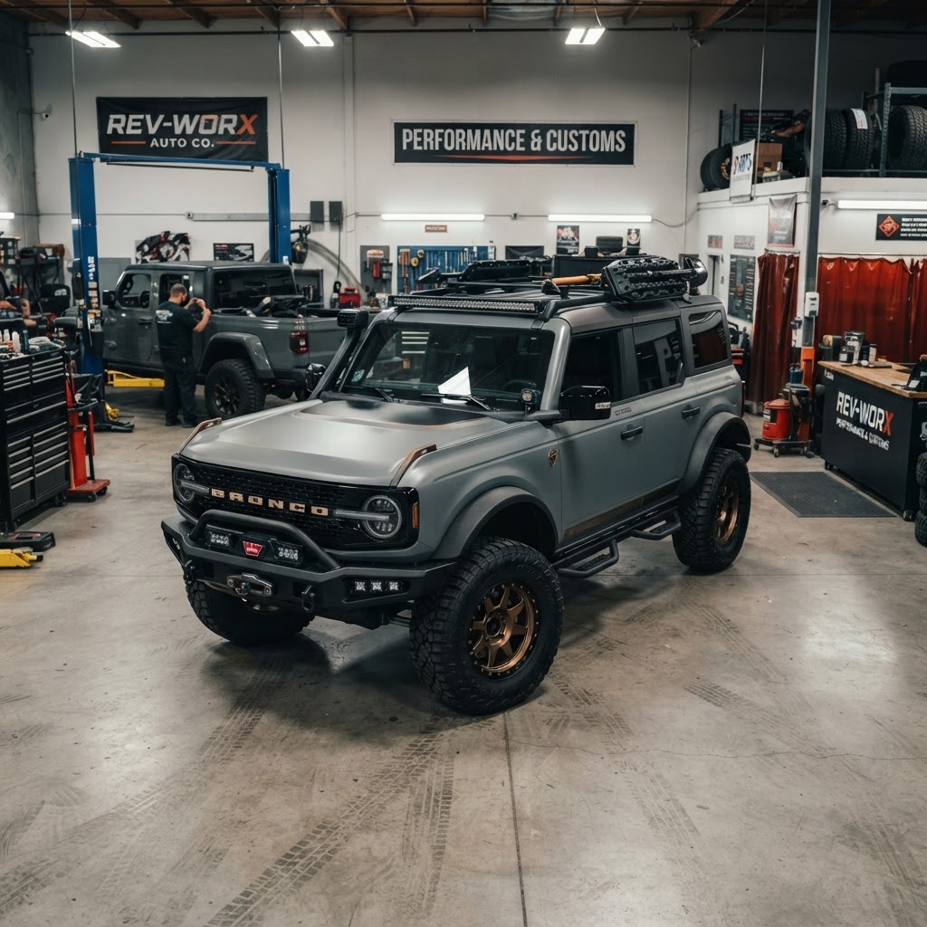 Custom lifted truck with professional vehicle customization in Houston TX - Spectrum Outfitters 3