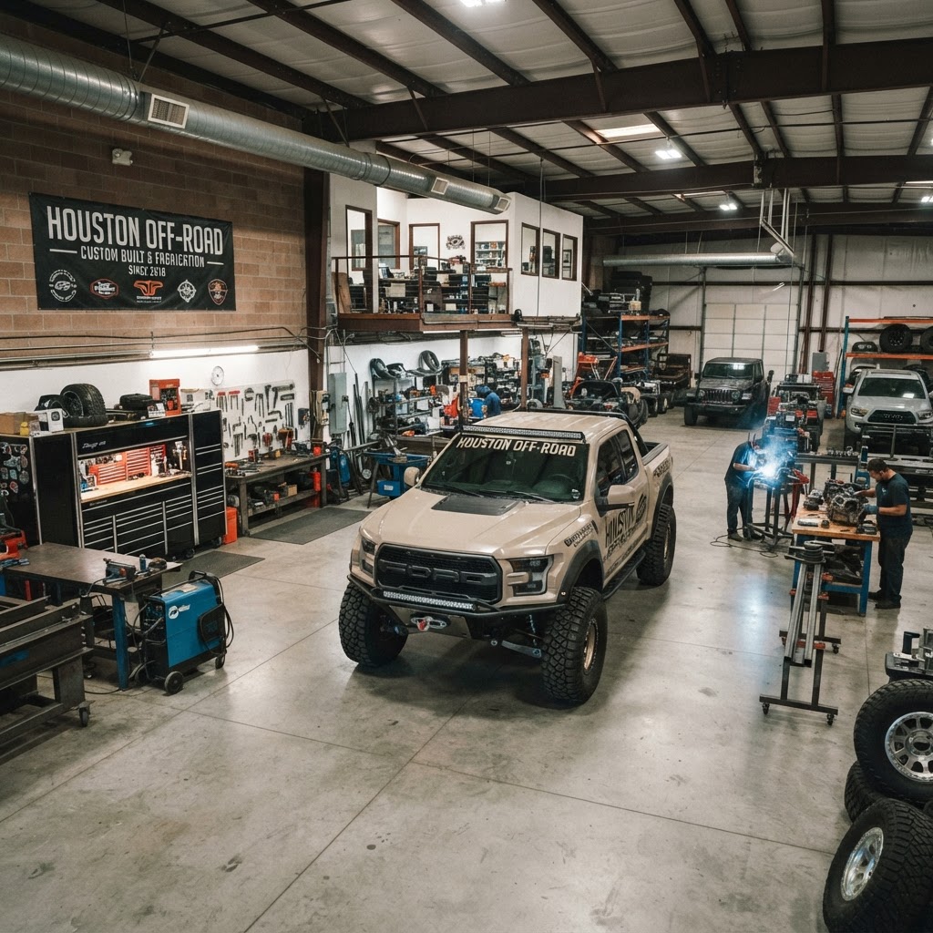 Custom off-road truck in the shop