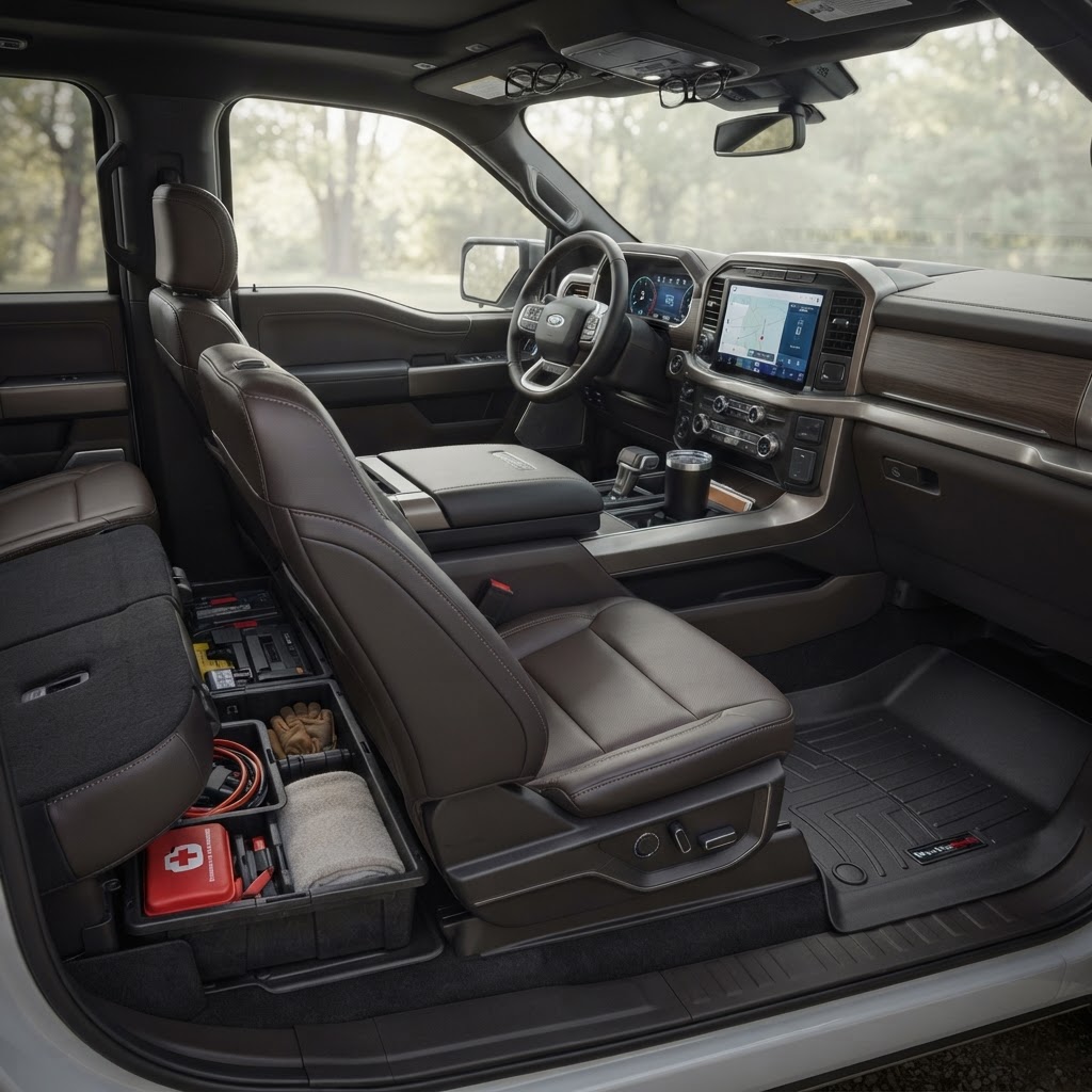 Interior of a customized truck cab