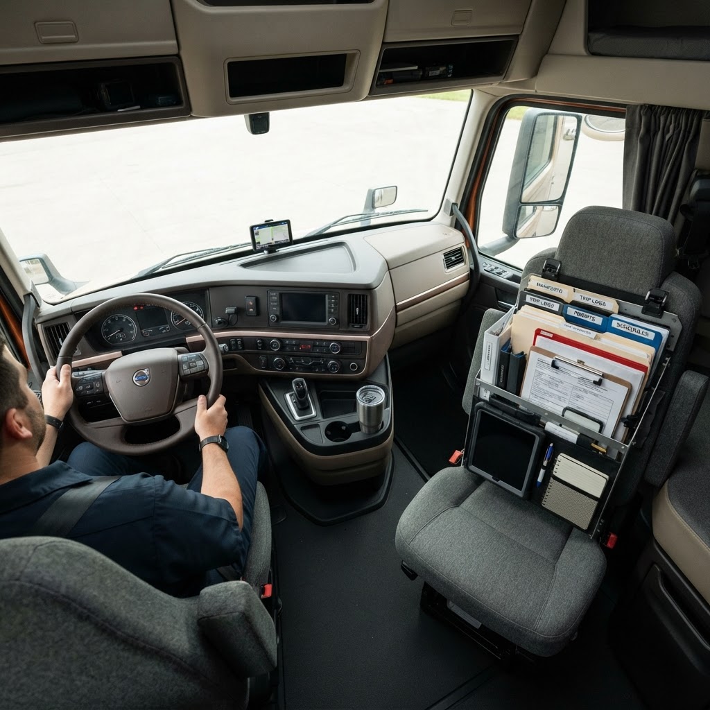 A clean, organized truck interior