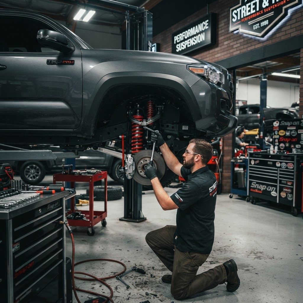 Lift kit installation in progress