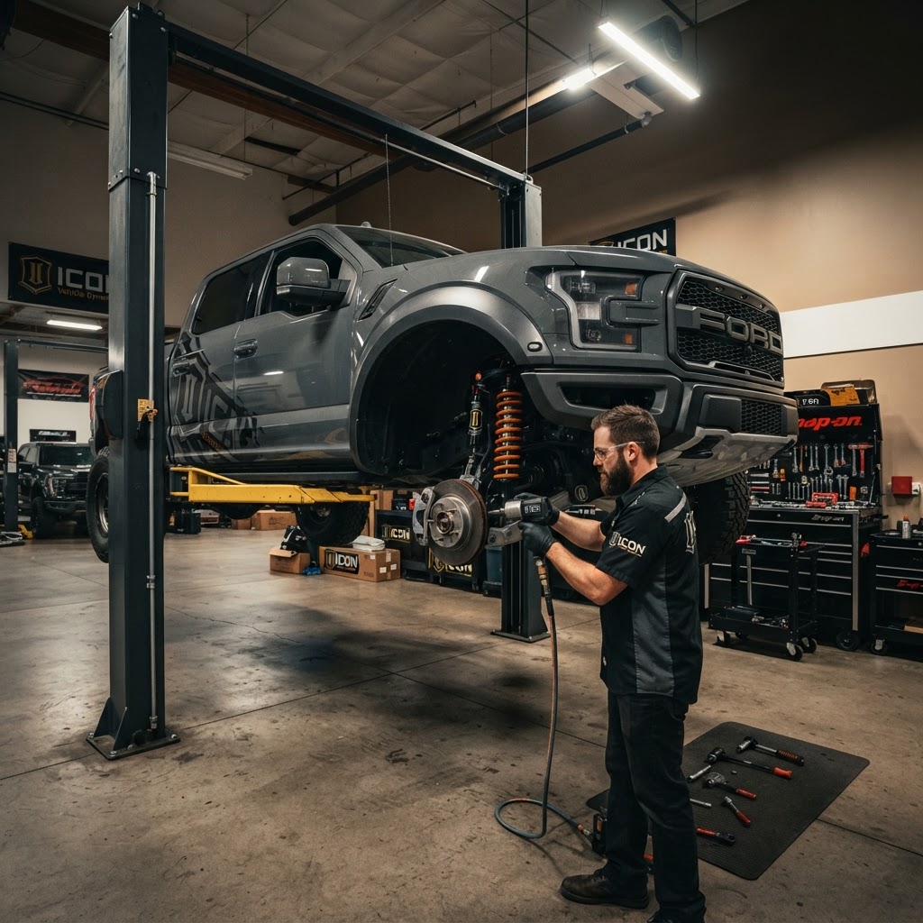 Lift kit installation in progress