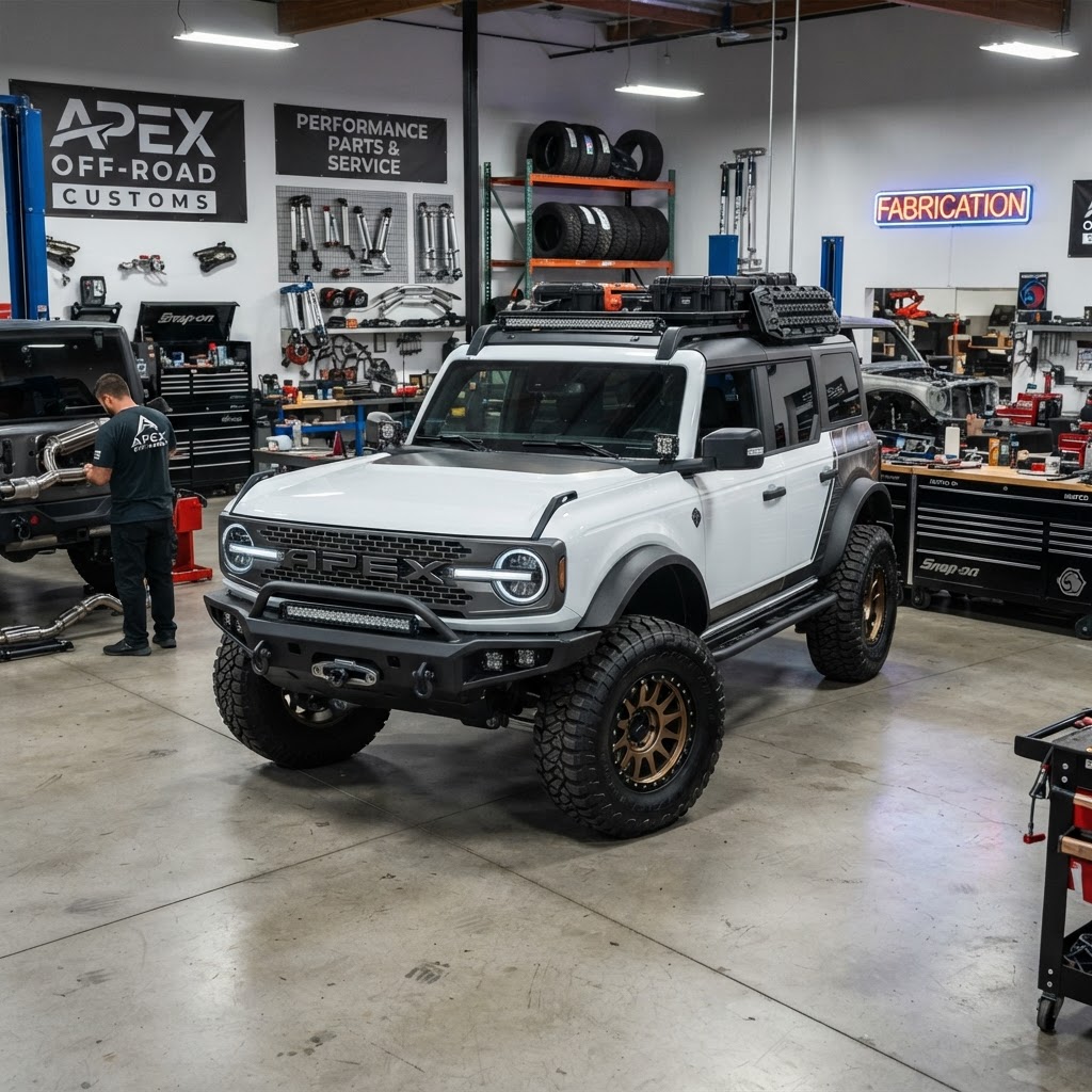 Custom lifted truck with professional vehicle customization in Houston TX - Spectrum Outfitters 1