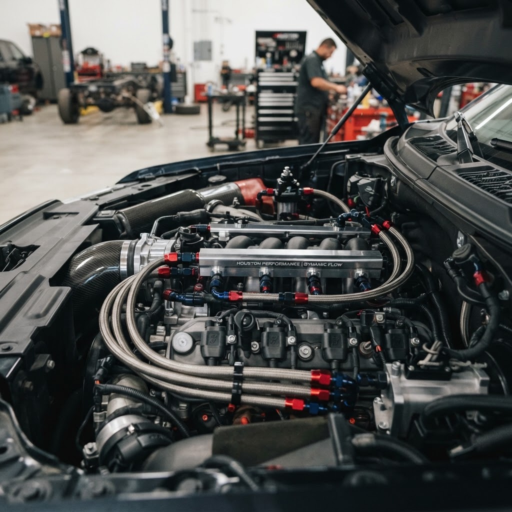 Custom fuel system setup in a high-performance truck