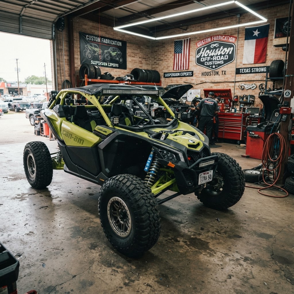 Aggressive UTV build in a Houston shop
