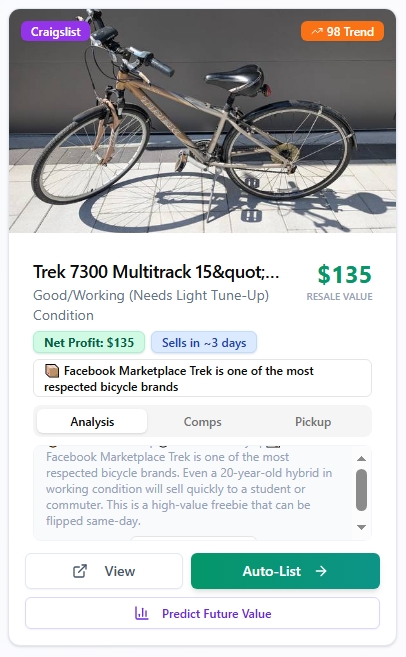 Trek 7300 Bike found for free - $135 resale value
