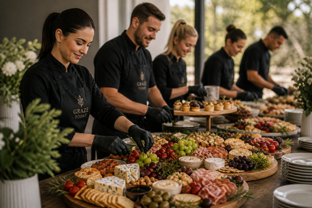 Graze Today team preparing catering