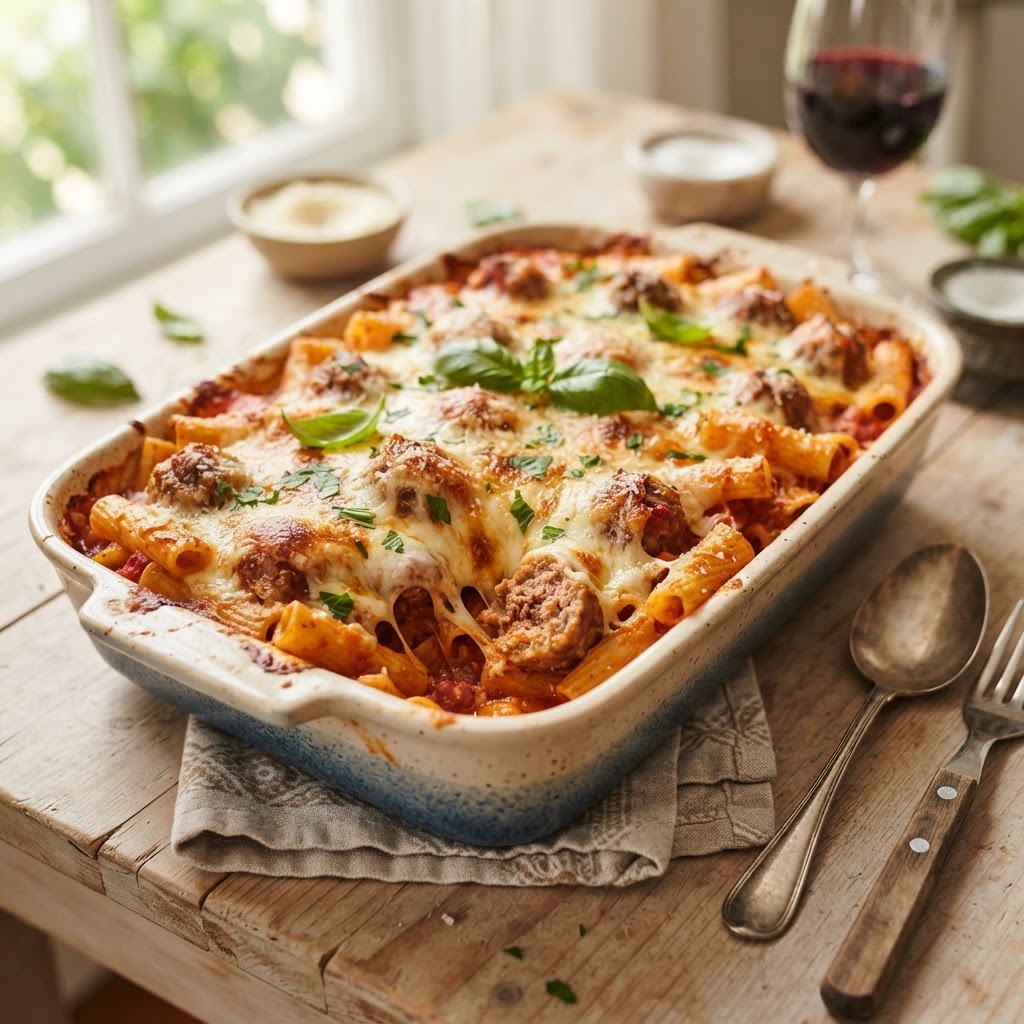 Italian Meatball Pasta Bake