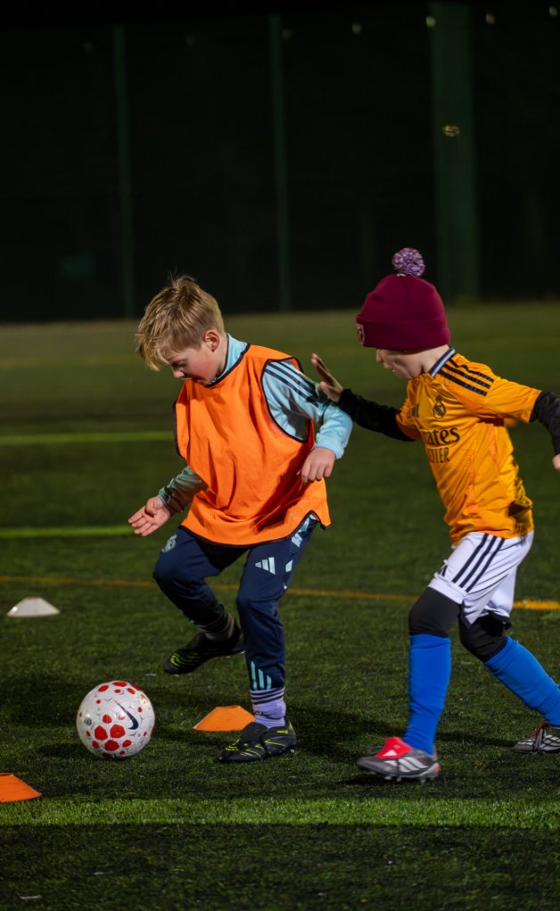 Young footballers training