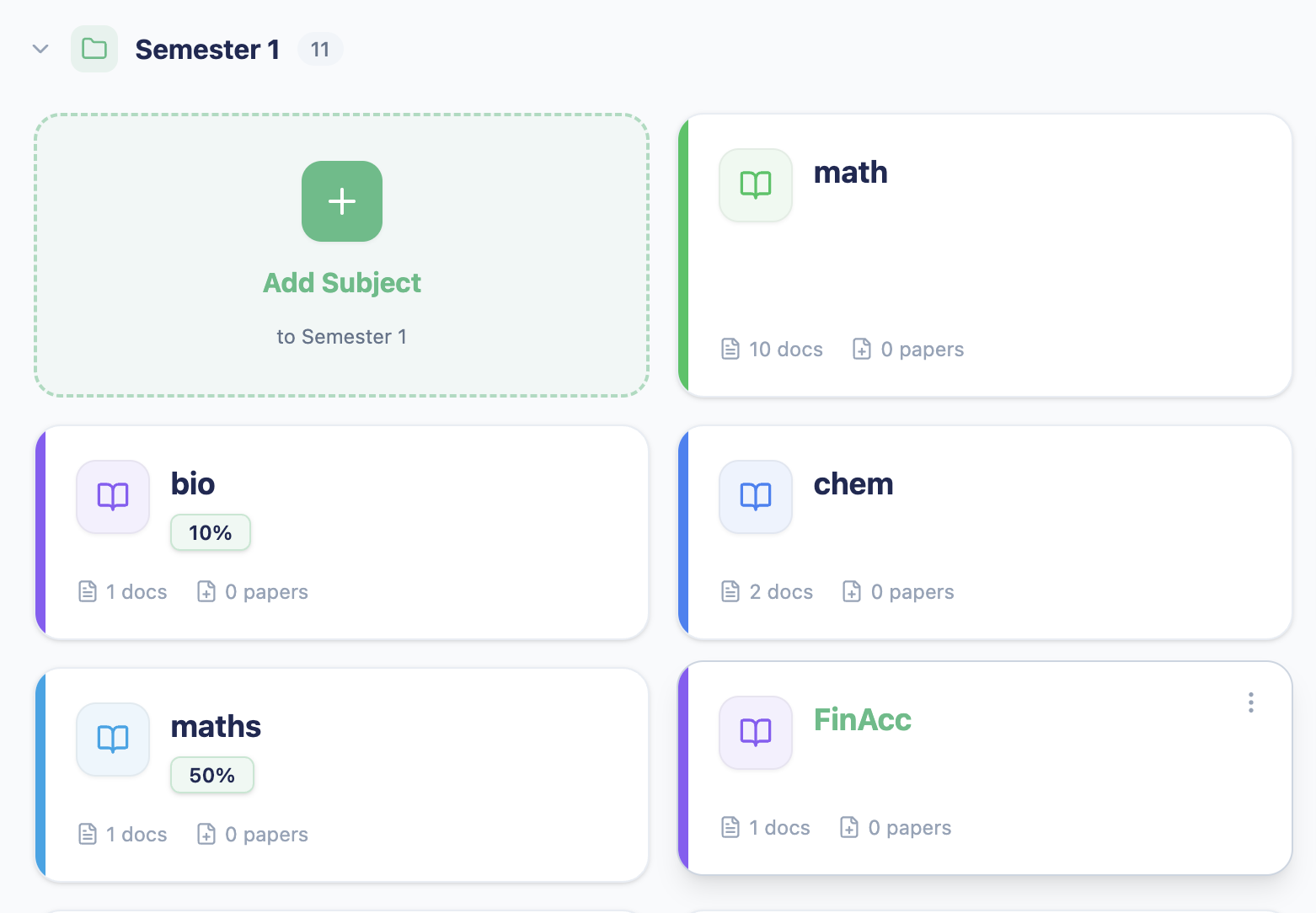 All your subjects, organised in one place.