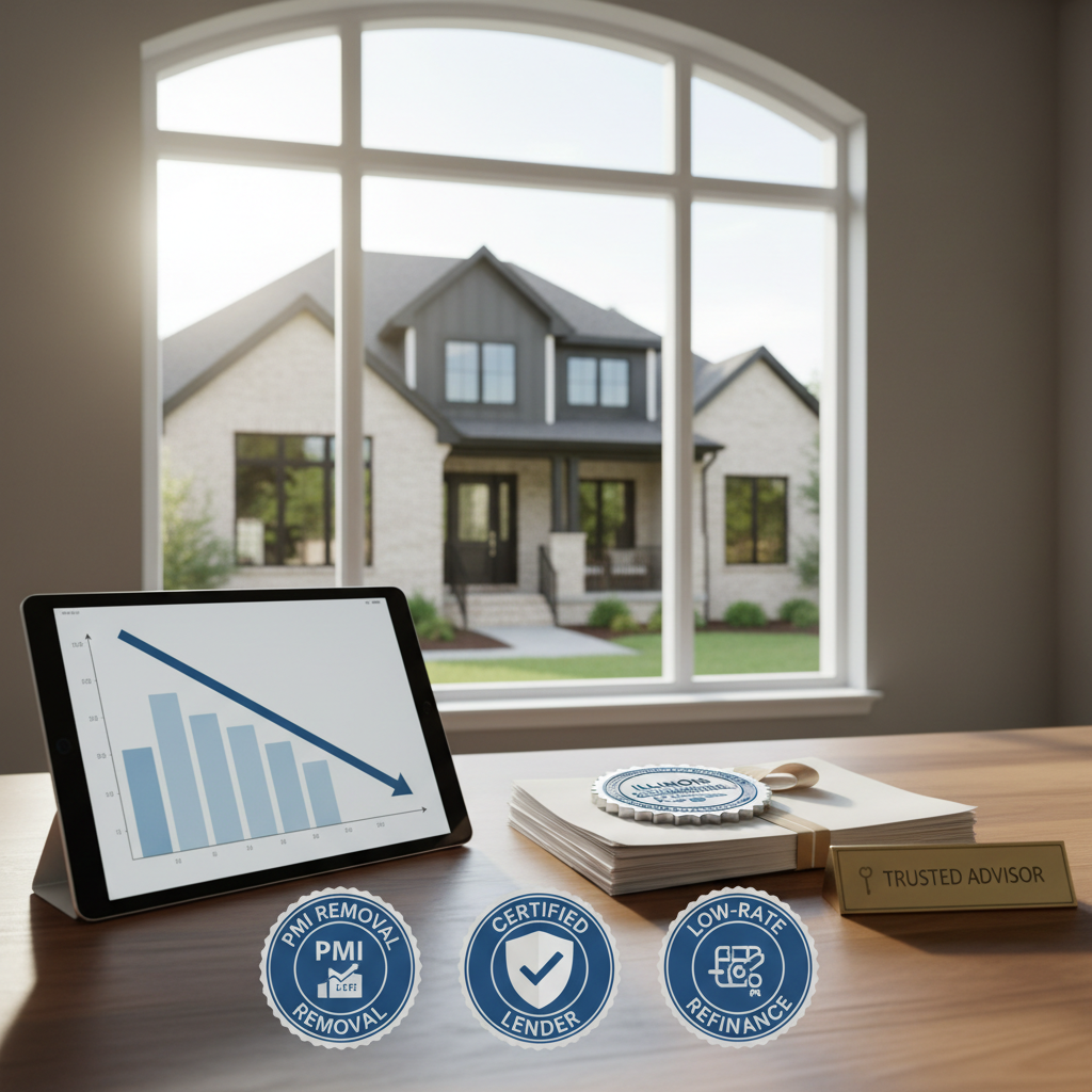 Eliminating PMI with a Illinois conventional 1st mortgage refinance