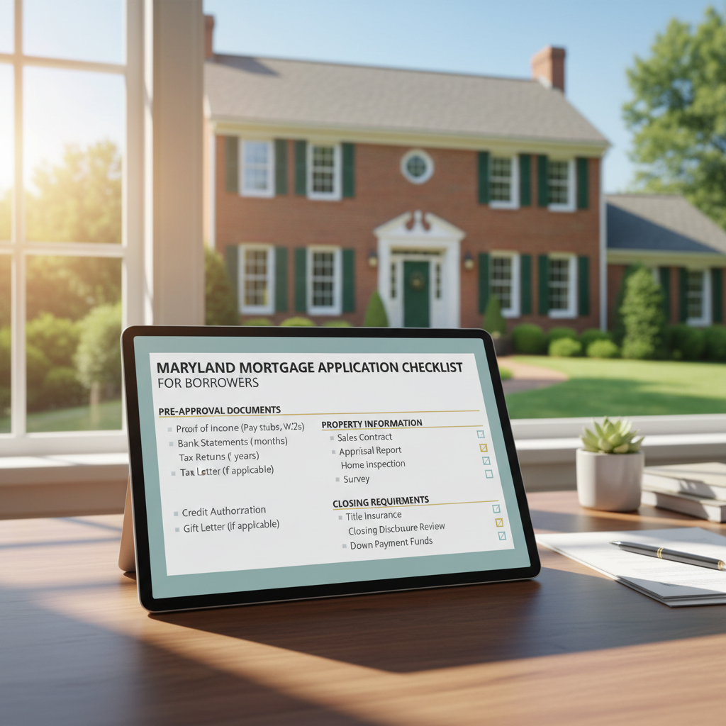 Maryland mortgage application checklist for borrowers