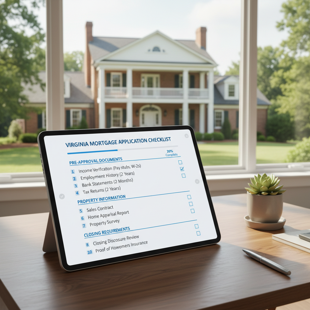 Virginia Mortgage Application Checklist for Homebuyers