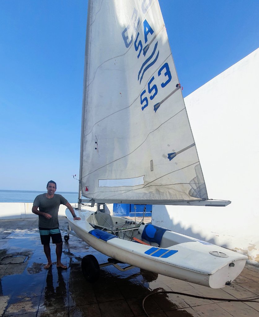 My Finn dinghy rigged and ready, Maputo, Mozambique