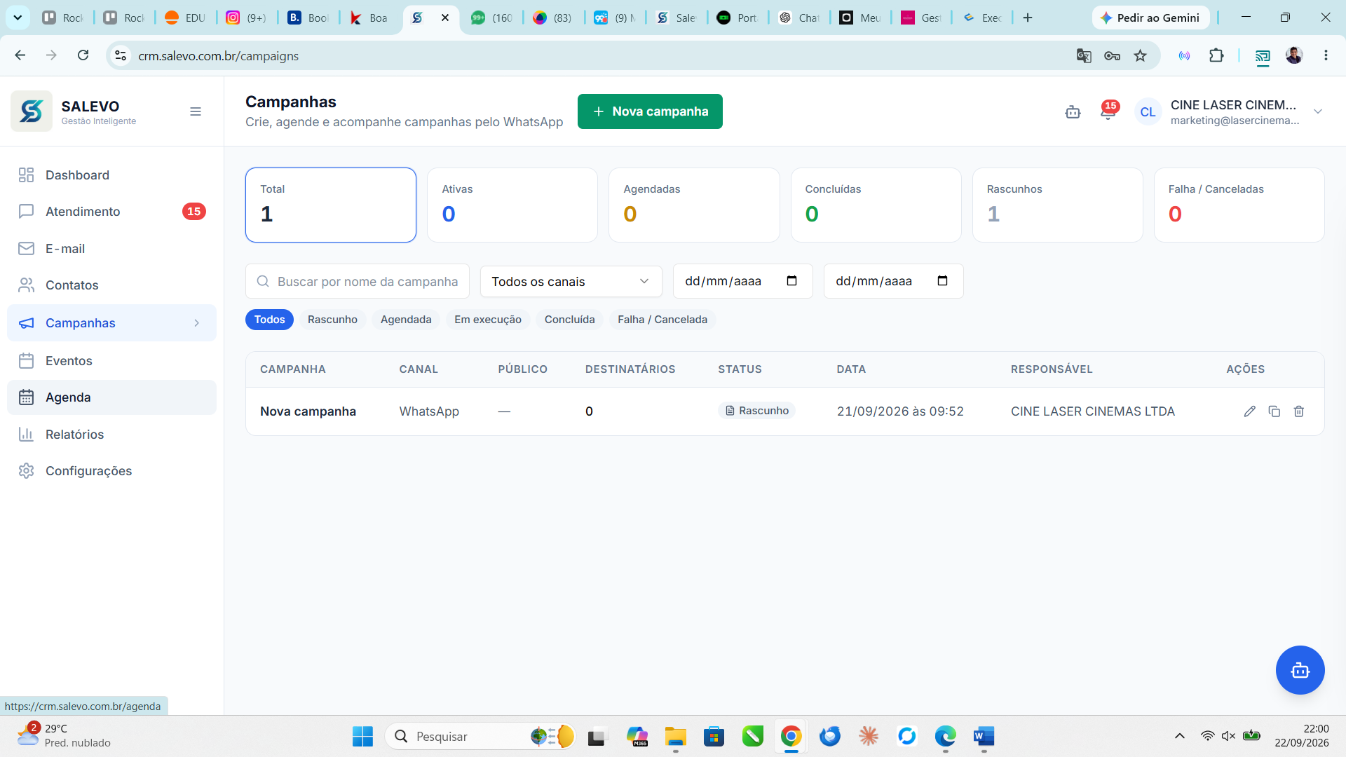 Print do sistema — Campanhas