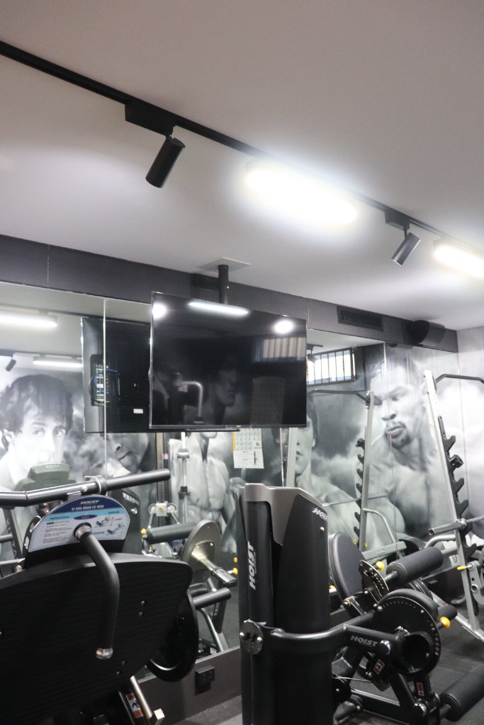 Gym — TV Mount & Track Lights