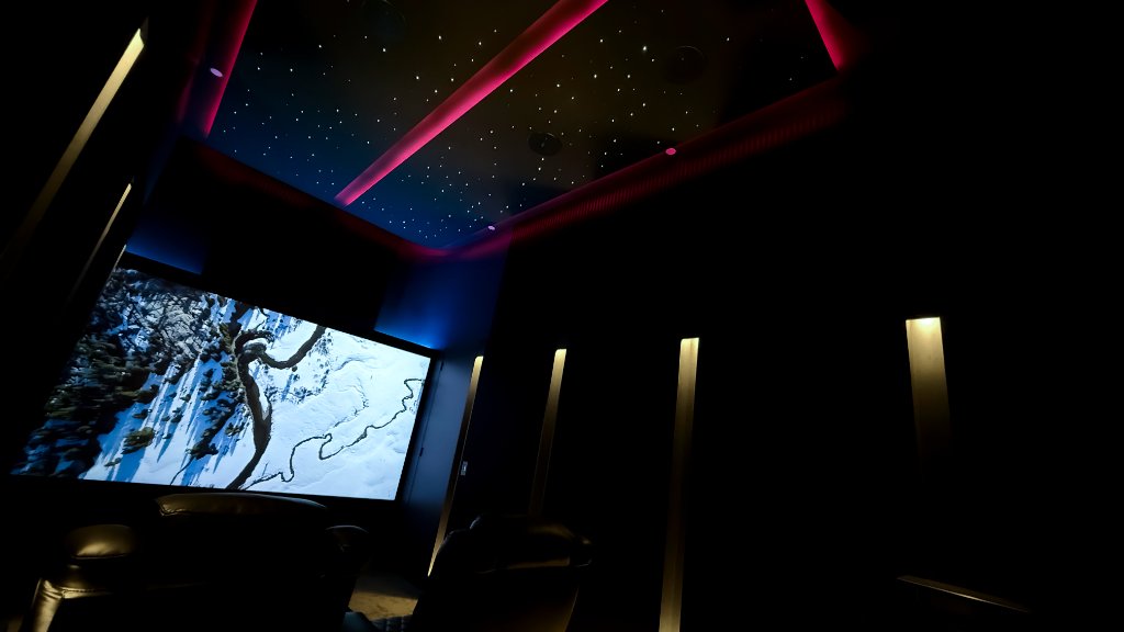 Cinema with screen playing