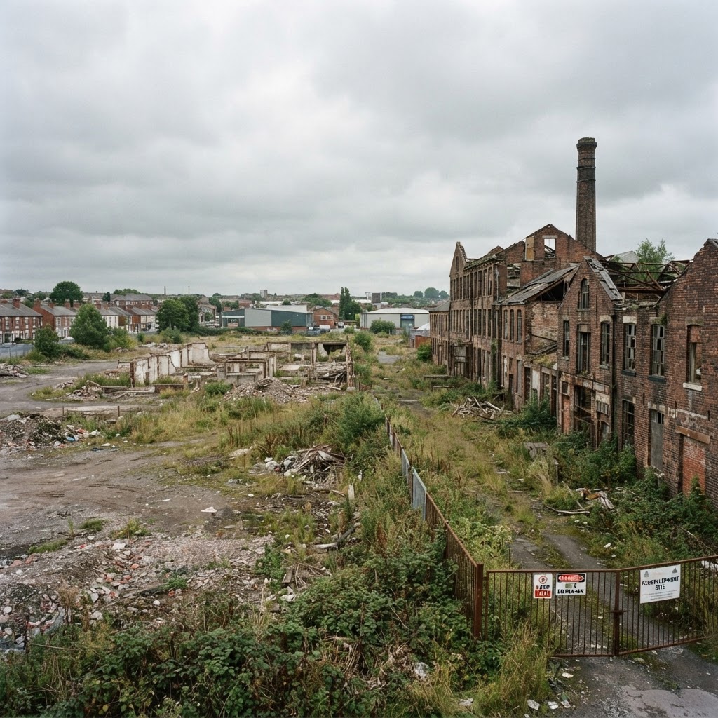 Derelict brownfield industrial site in the UK