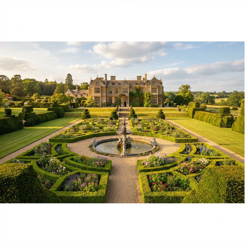 Formal historic English country house garden