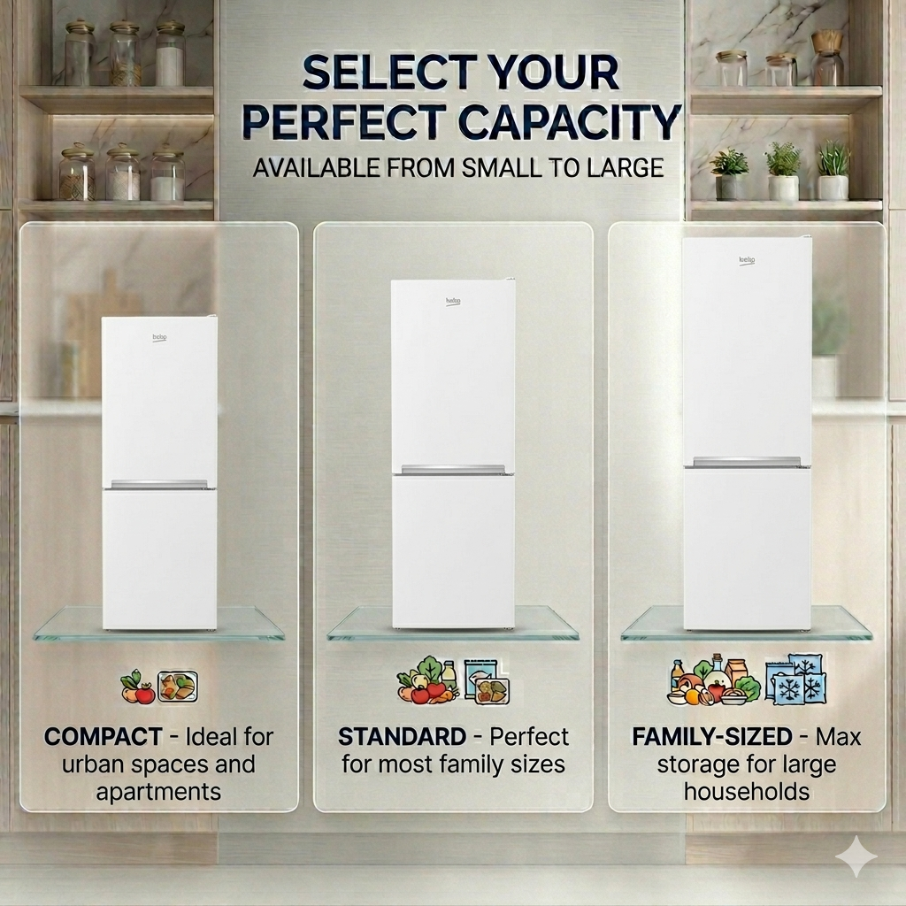 White Fridge Freezer Available in Small, Medium & Large Capacities