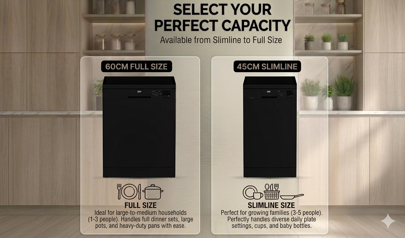 Black Dishwasher Available in Slimline & Full-Size Models