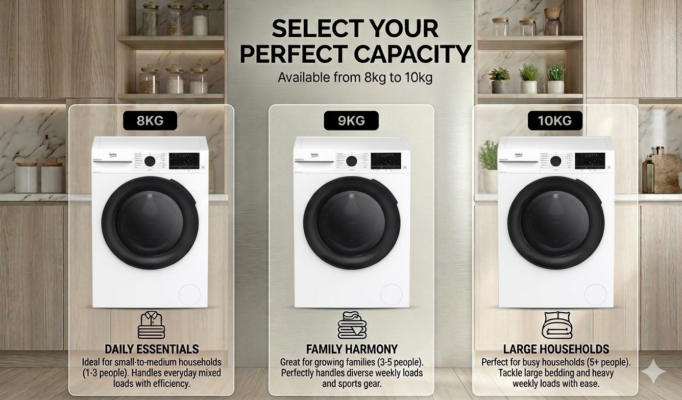 White Washer Dryer with 8kg Wash and 6kg Dry Capacity