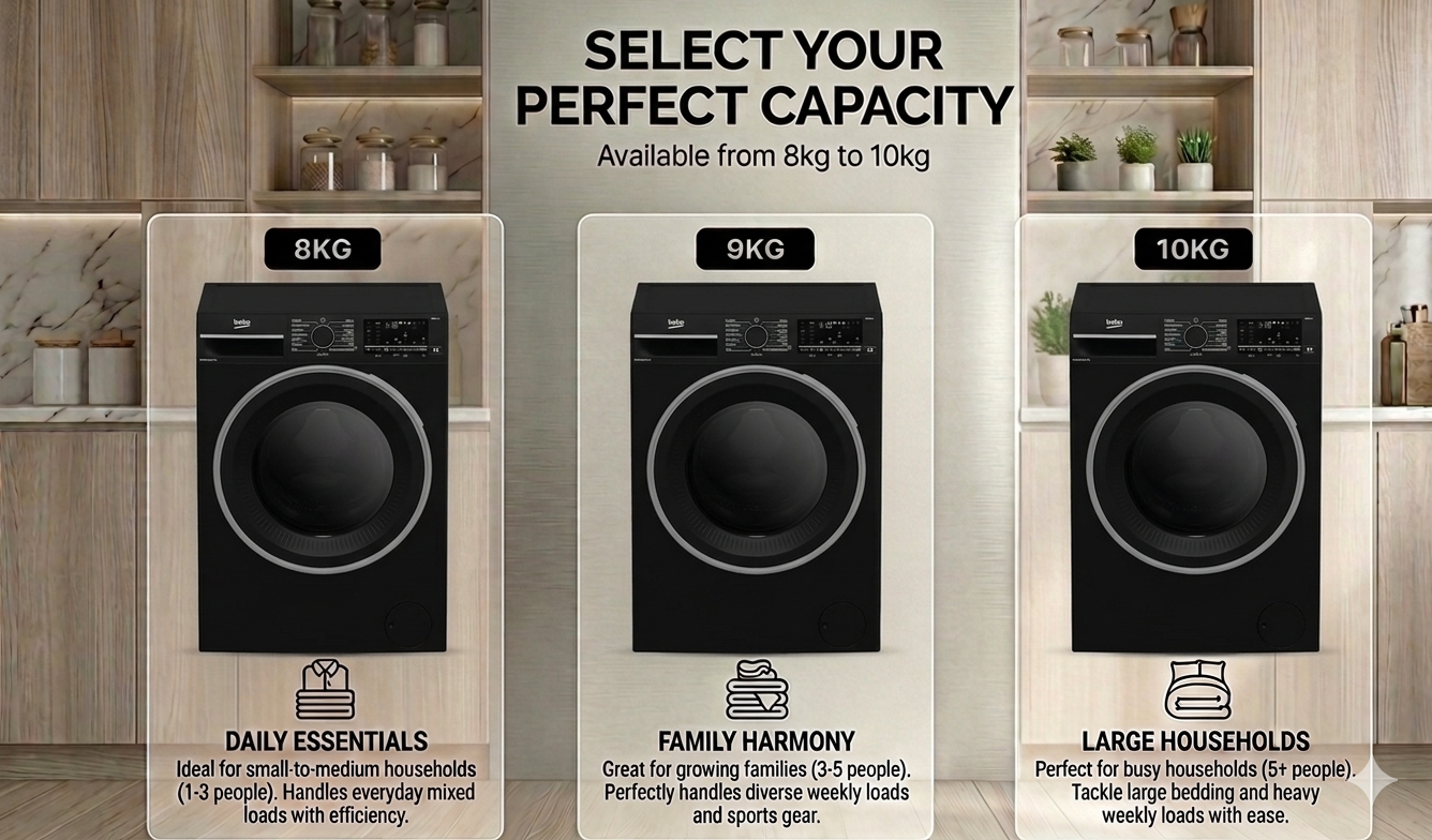 Silver Washer Dryer with 8kg Wash and 6kg Dry Capacity