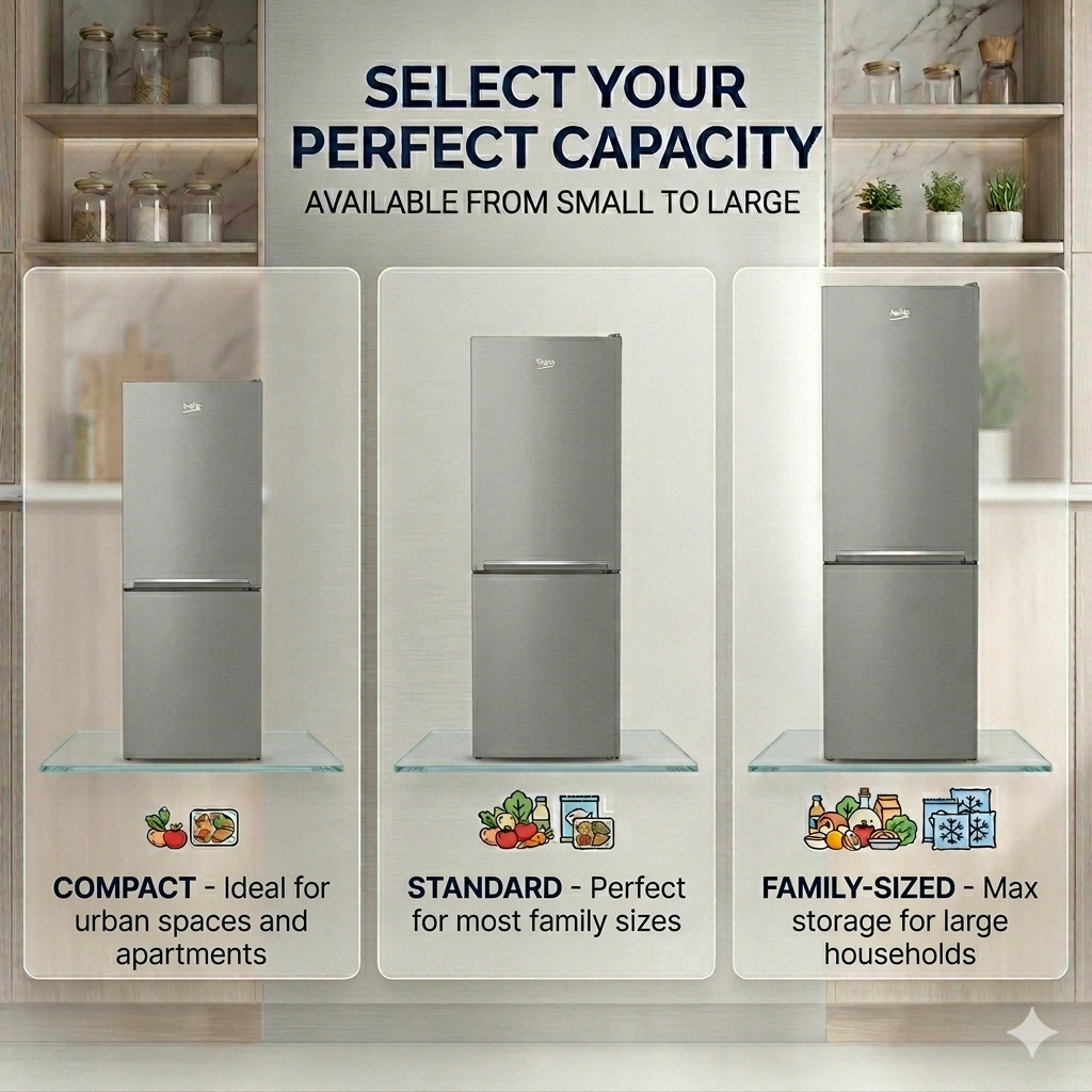 Silver Fridge Freezer Available in Small, Medium & Large Capacities