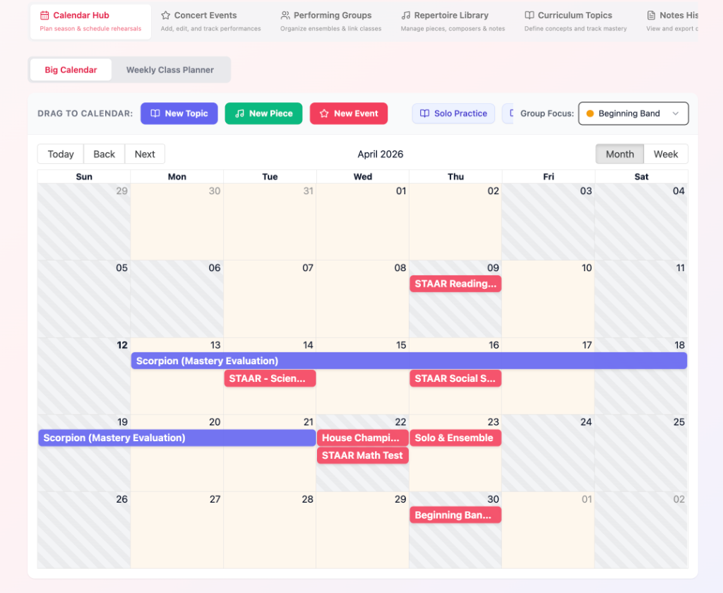 Unified Lesson Calendar