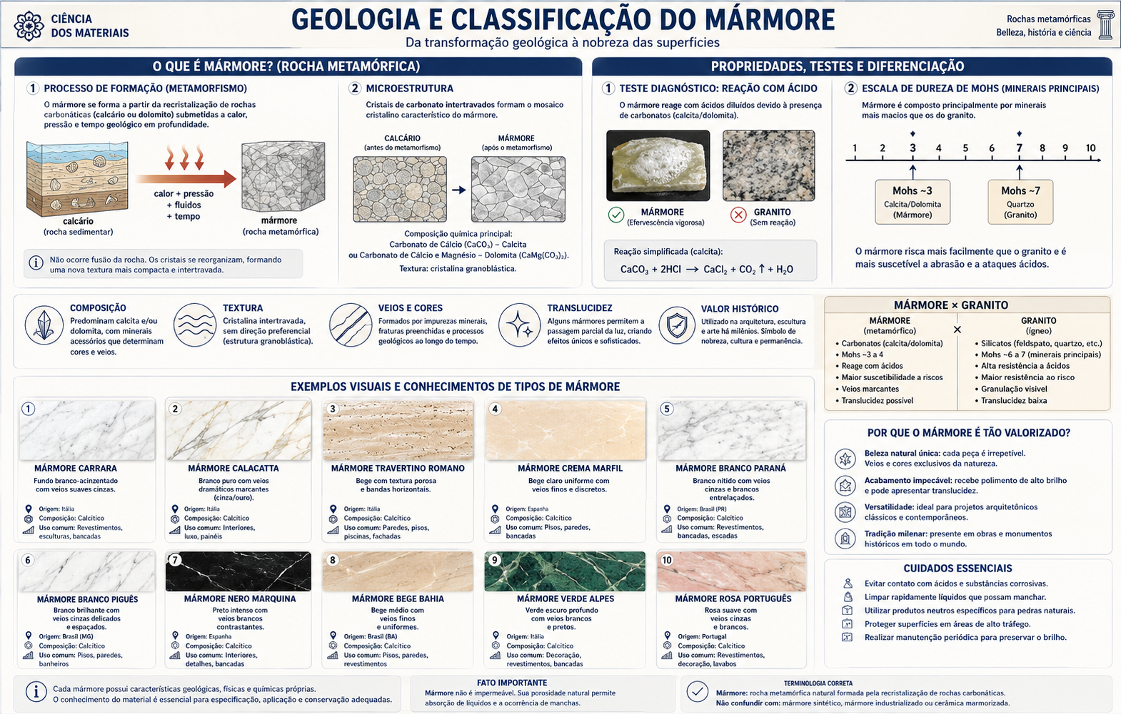 Geologia e classificação do mármore