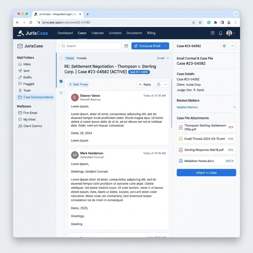 Integrated email — illustrative interface mockup