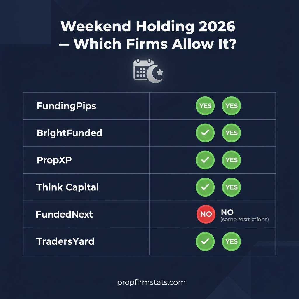 Weekend Holding in Prop Firms: The Complete 2026 Guide (All Major Firms Compared)
