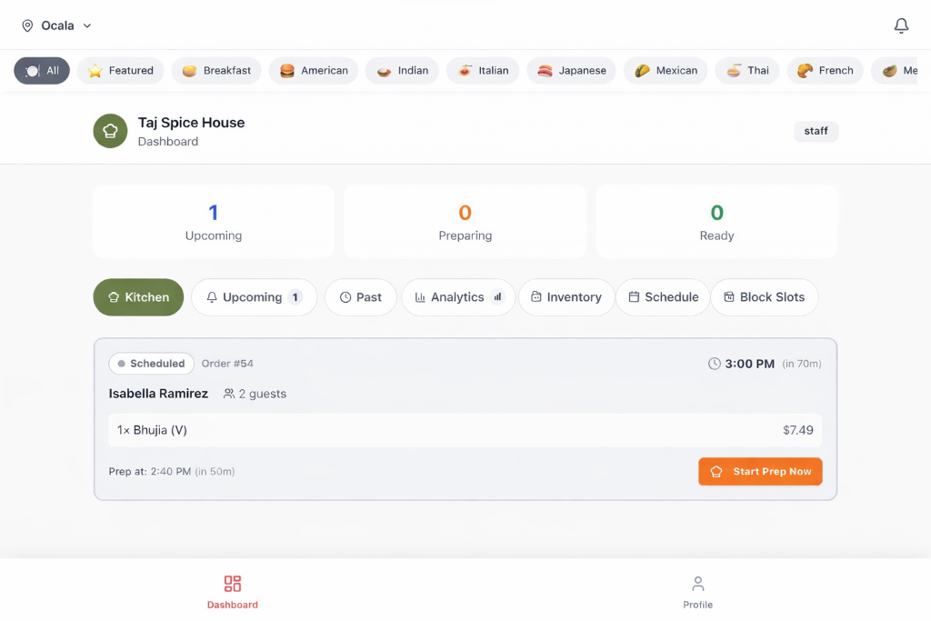 DineAhead Restaurant Dashboard
