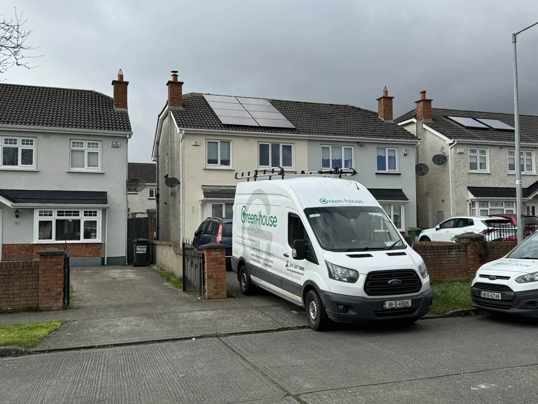 Greenhouse vans on a residential solar install in Dublin
