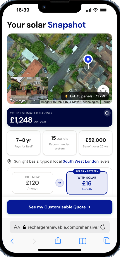 Instant solar snapshot on your website