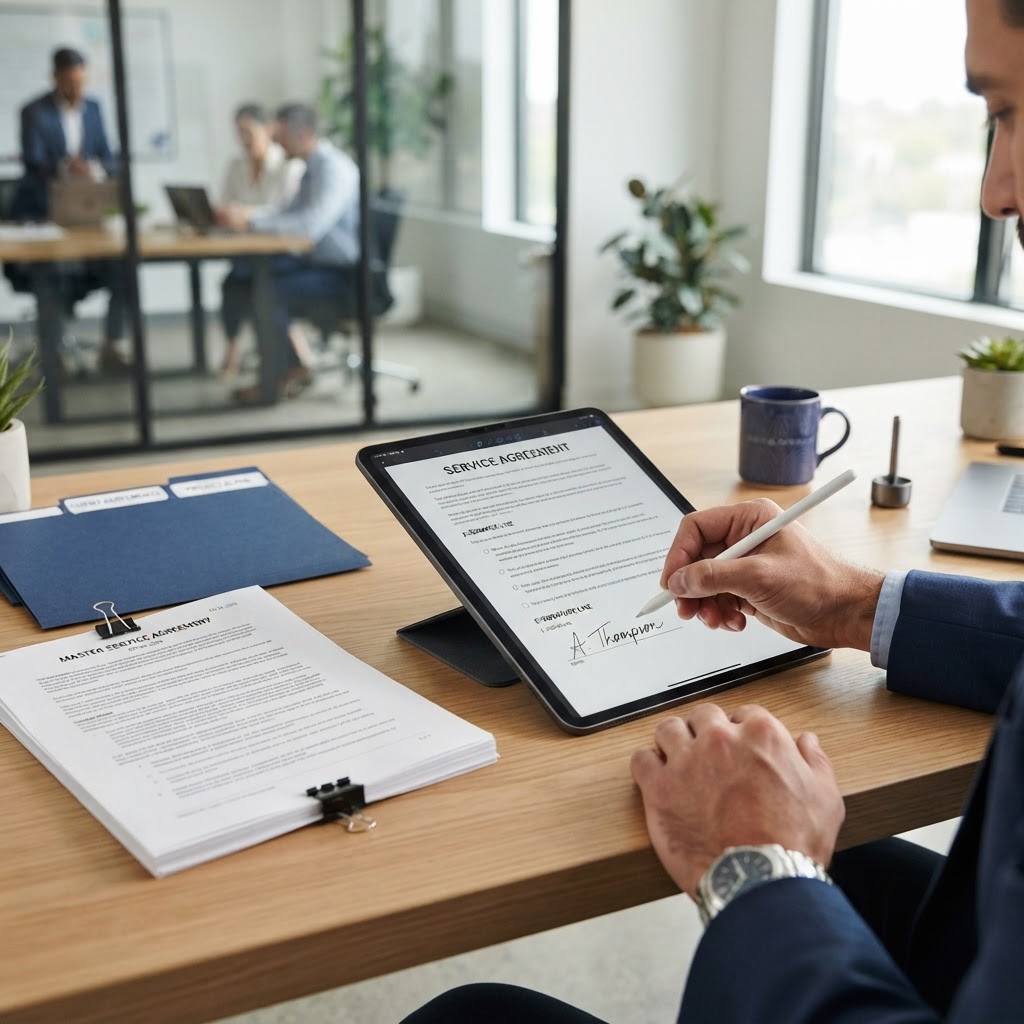 Signing a document electronically on a tablet