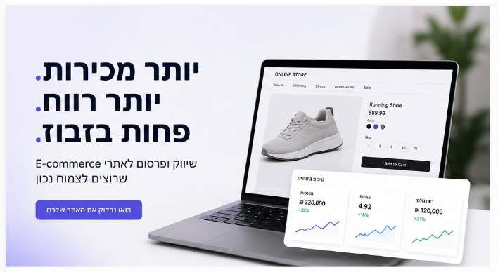ניהול שיווק לאתרי E-commerce - דשבורד ביצועים