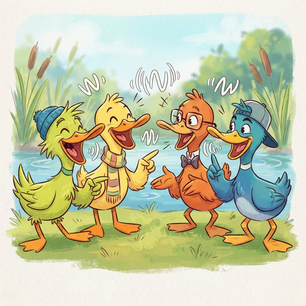 Animated ducks quacking at each other