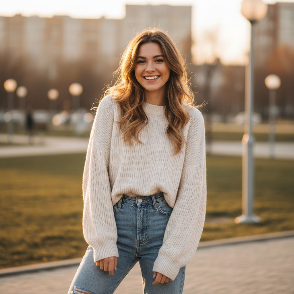 Smiling person outdoors