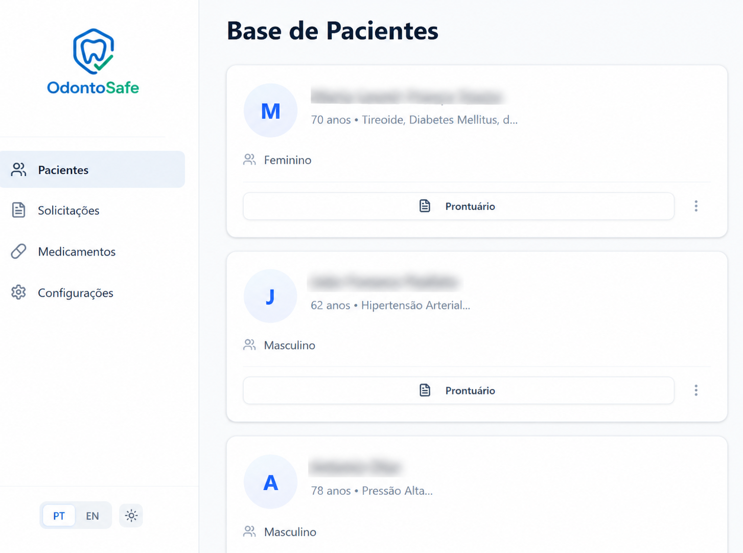 OdontoSafe - Tela de Pacientes