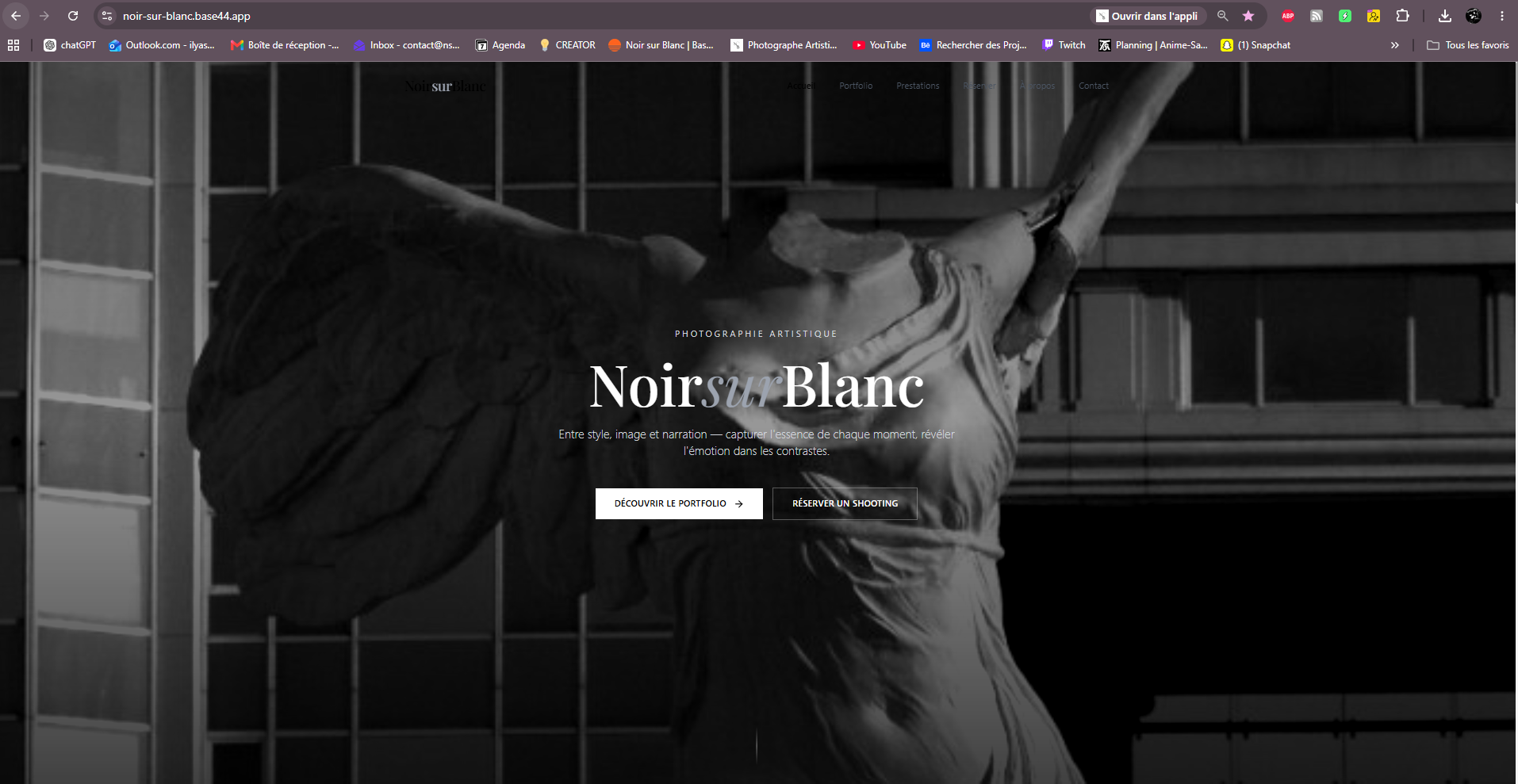Noir sur Blanc Studio template preview