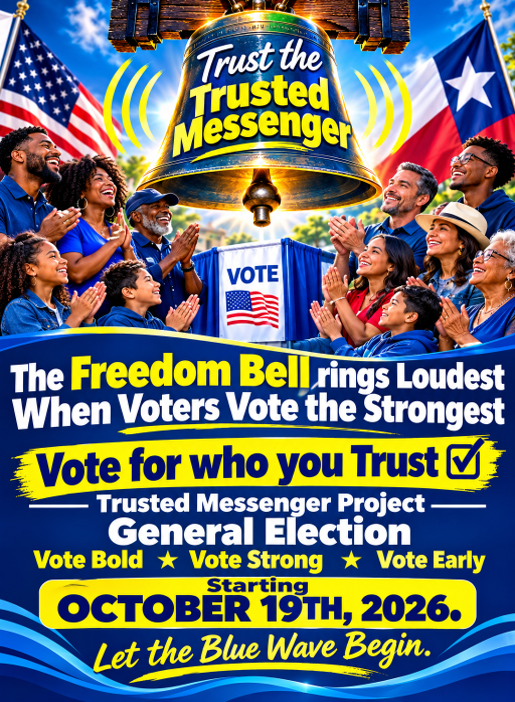 Freedom Bell — Trust the Trusted Messenger. Vote early starting October 19th, 2026.