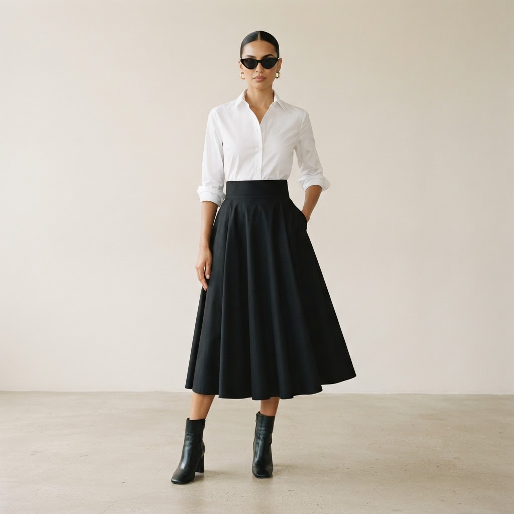 TUCKED + FLARED SKIRT