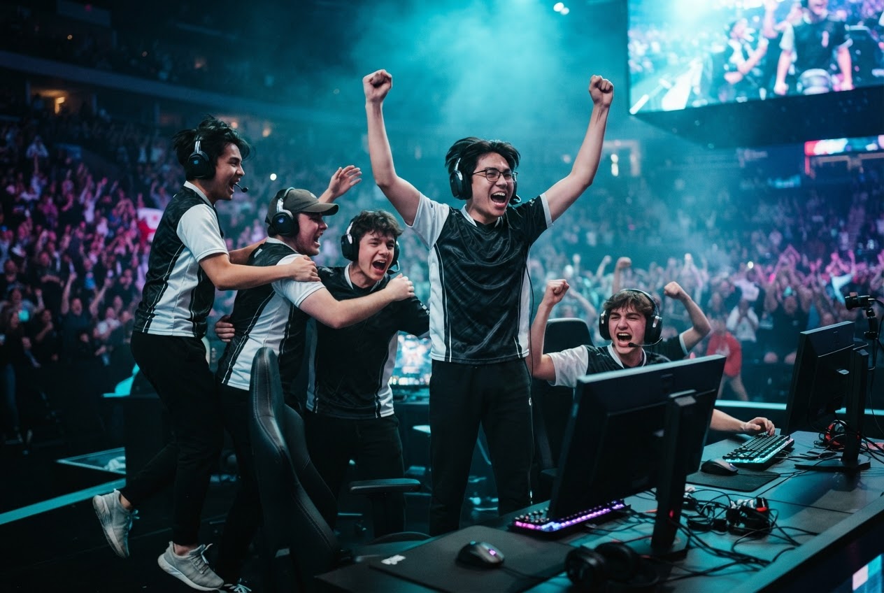 Celebrating a win