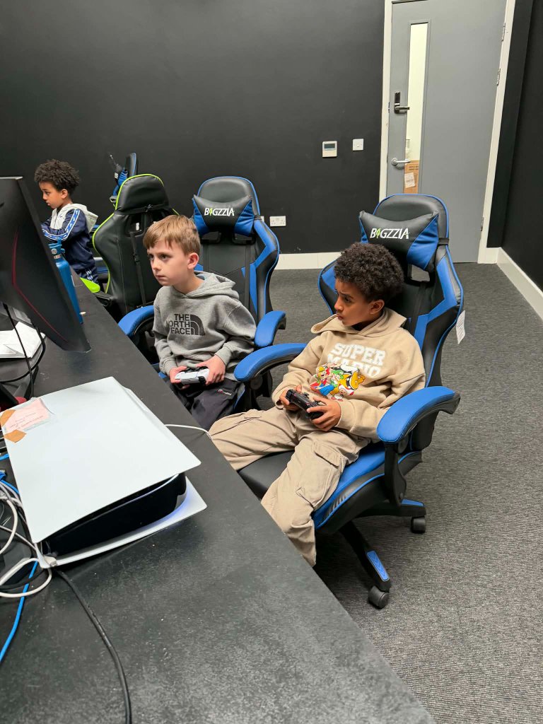 Kids in gaming chairs at Victory Gaming esports centre