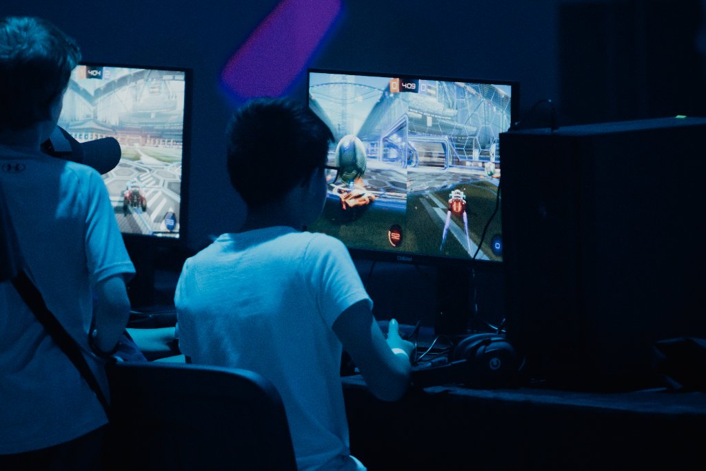 Young players competing on Rocket League at Victory Gaming