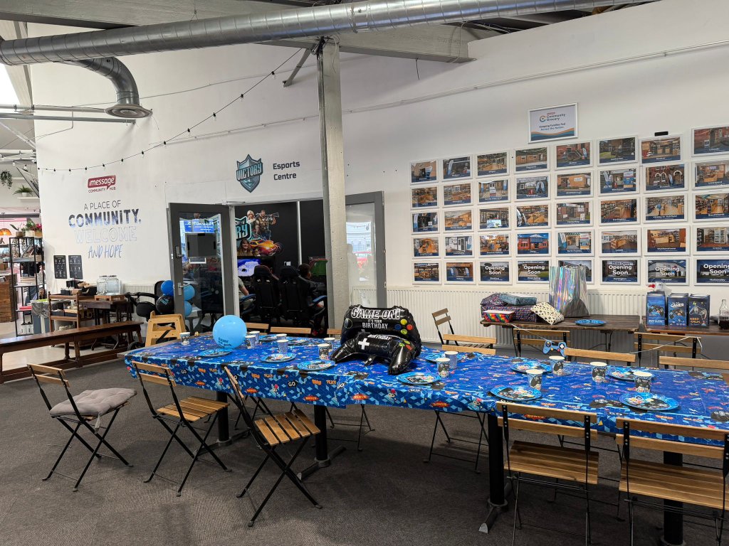 Birthday party setup at Victory Gaming